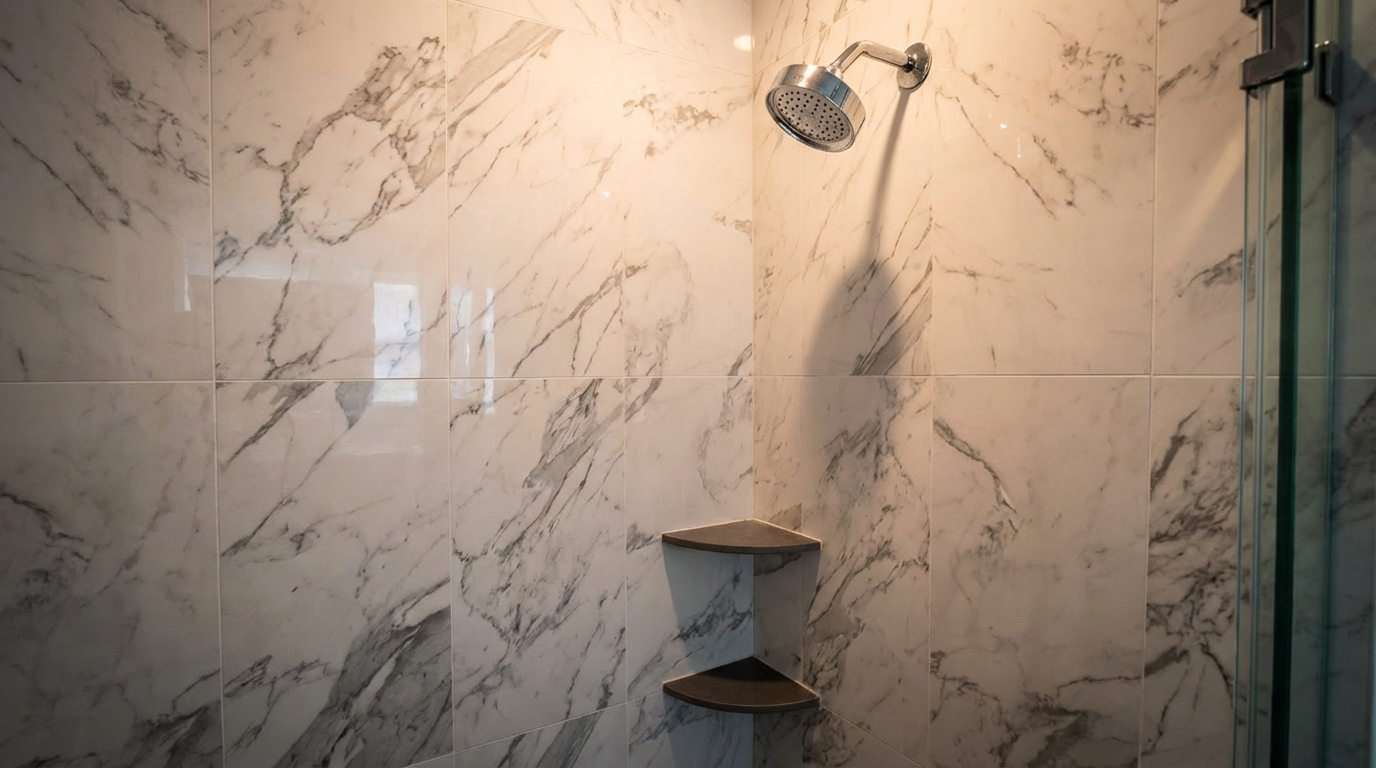 Bathroom remodeling with updated tile and fixtures